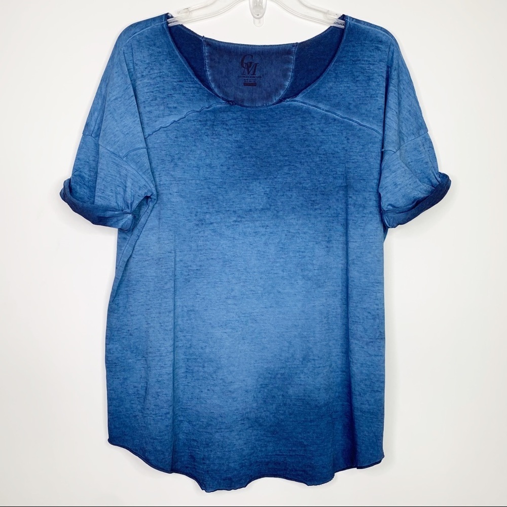 Georges Marciano Blue Raw Hem Top, Small
